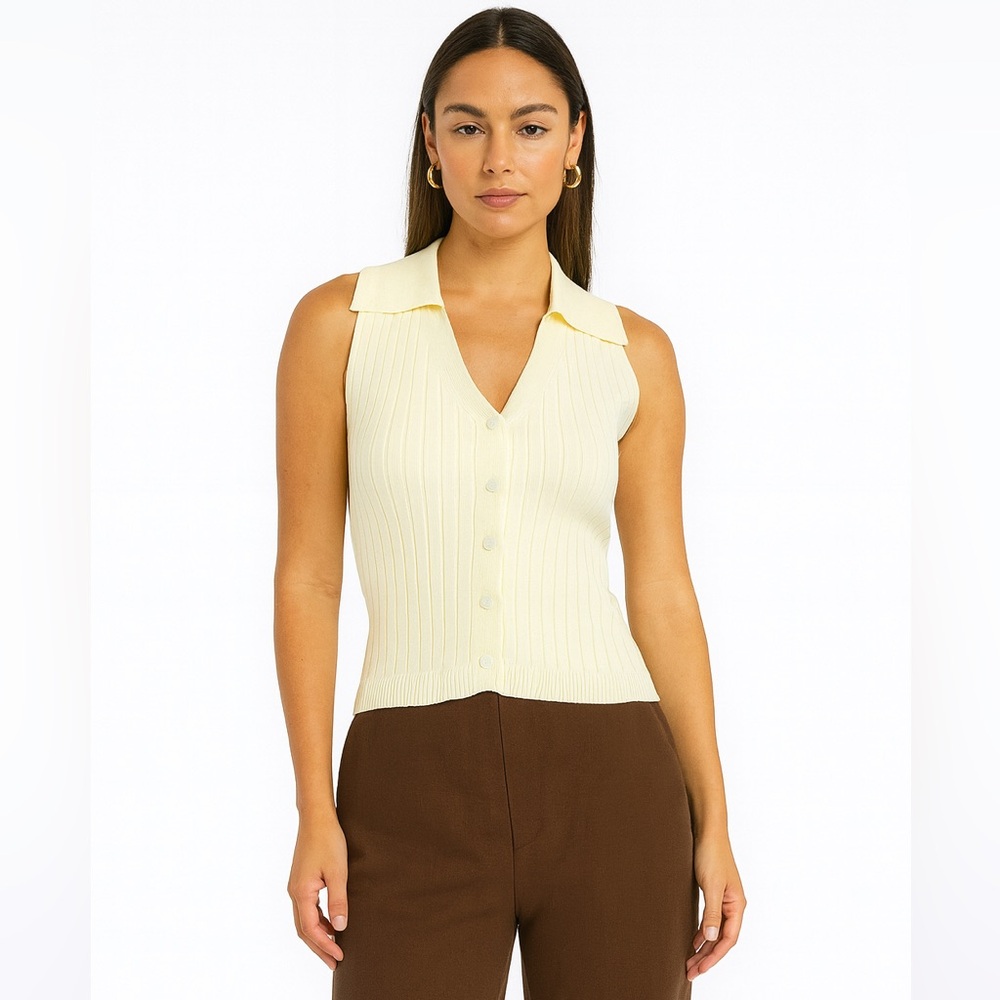 Elegant Sleeveless Cream Blouse NWOT